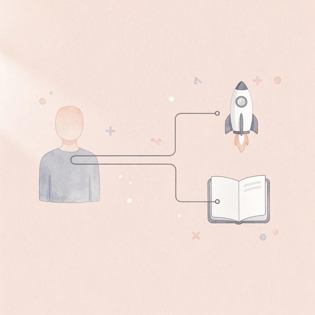 Lightbulb icon splitting into two business growth paths