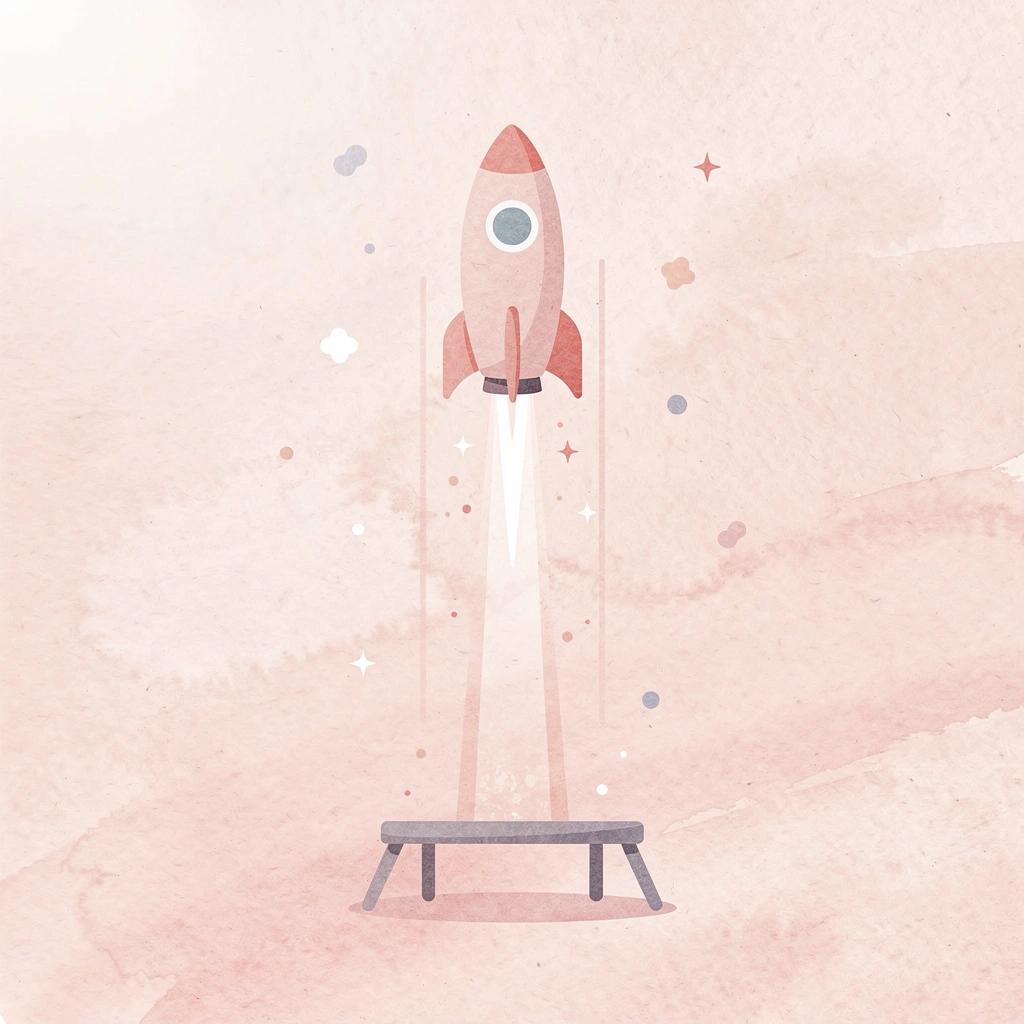 Rocket launching upward representing business launch and growth