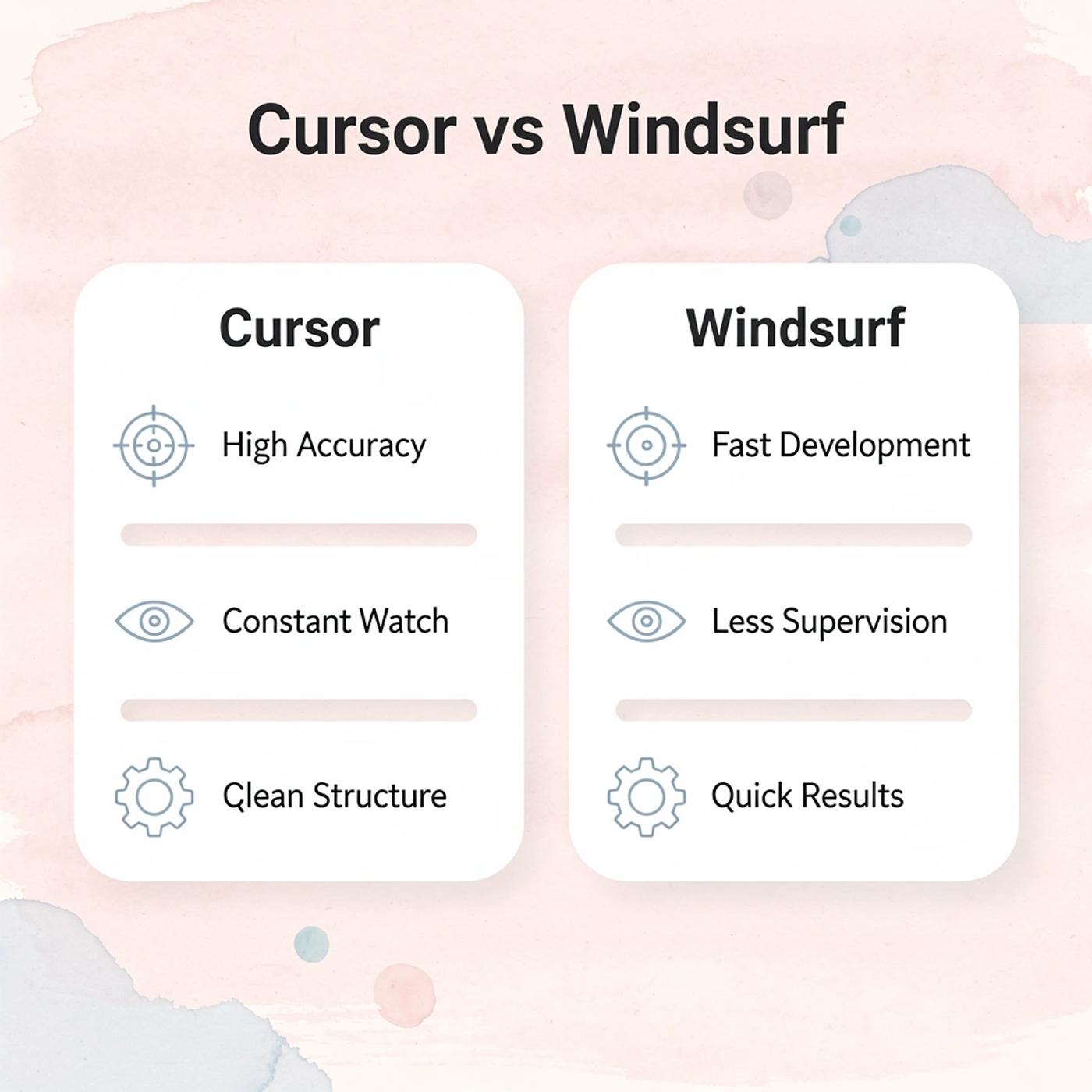 Comparison chart showing Cursor versus Windsurf features