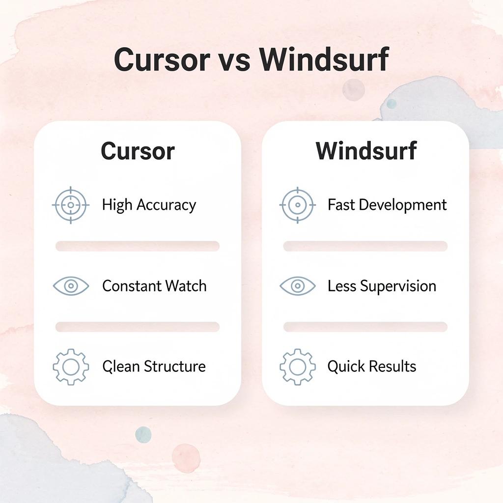 Comparison chart showing Cursor versus Windsurf features