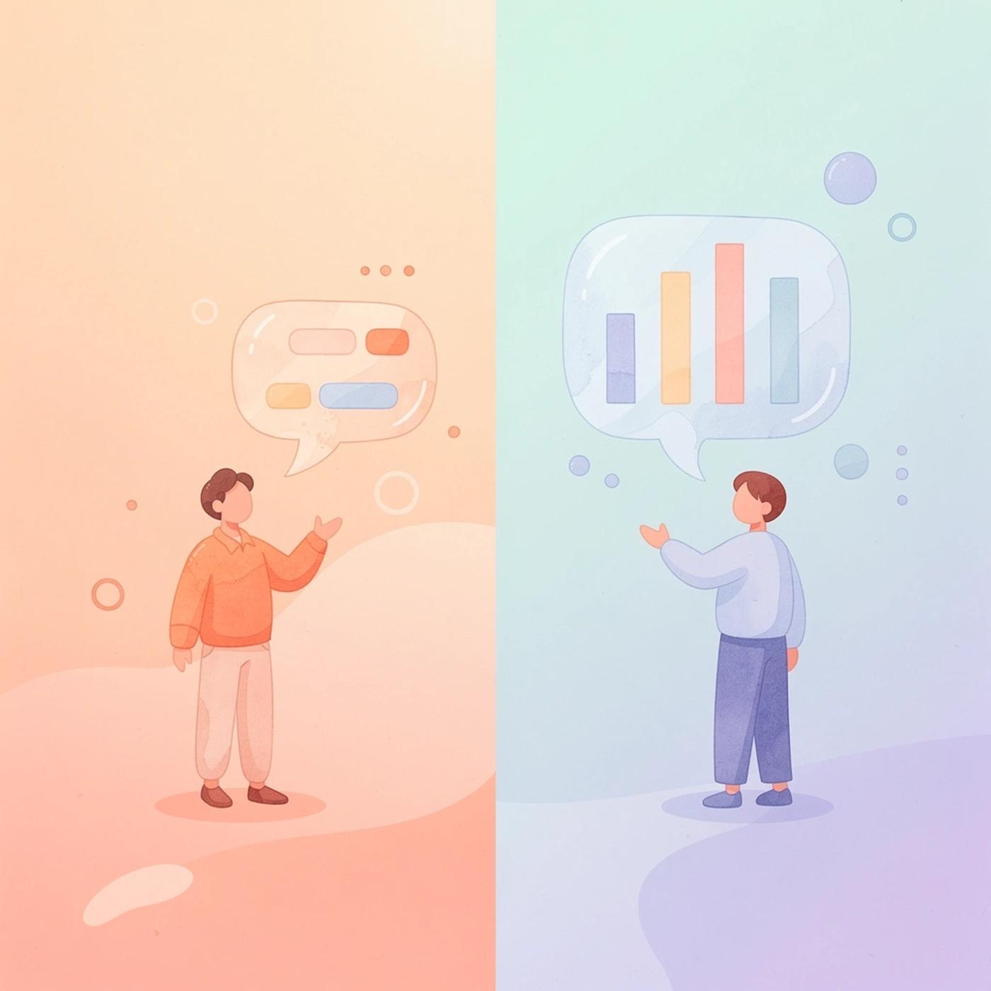 Scene contrasting product-only focus with full startup building mindset