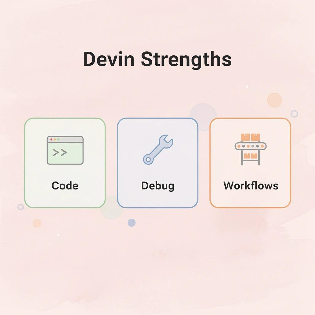 Infographic showing Devin's key strengths