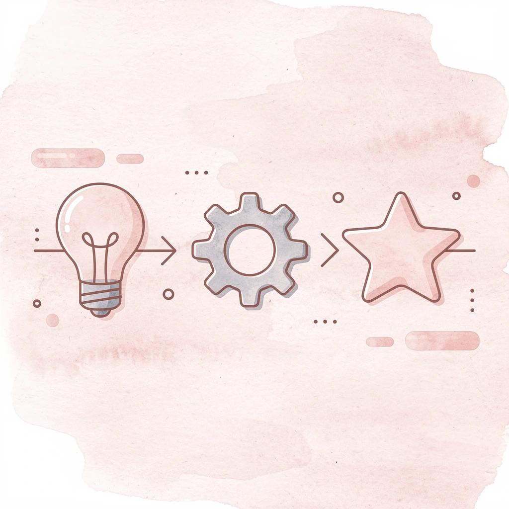 Three icons showing transformation from app to product