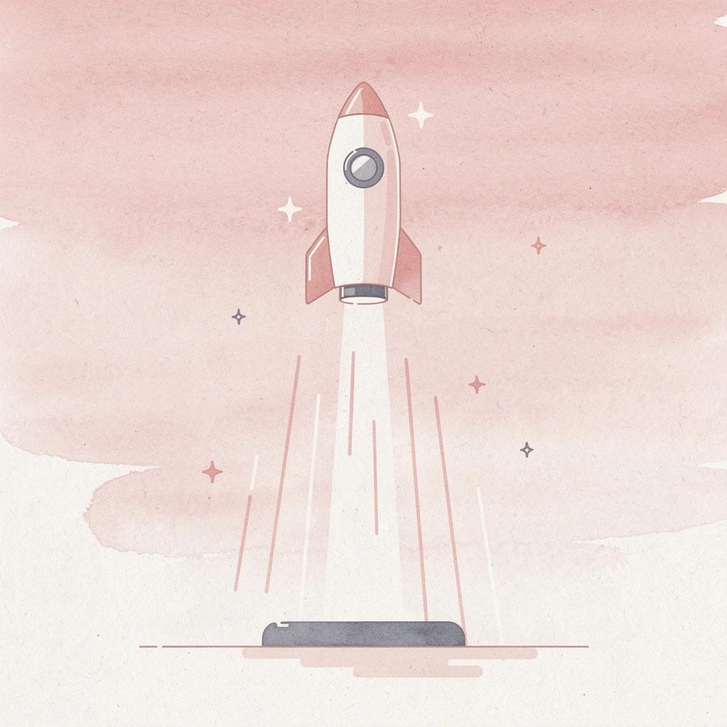Scene of an idea launching upward, representing turning a concept into a real product