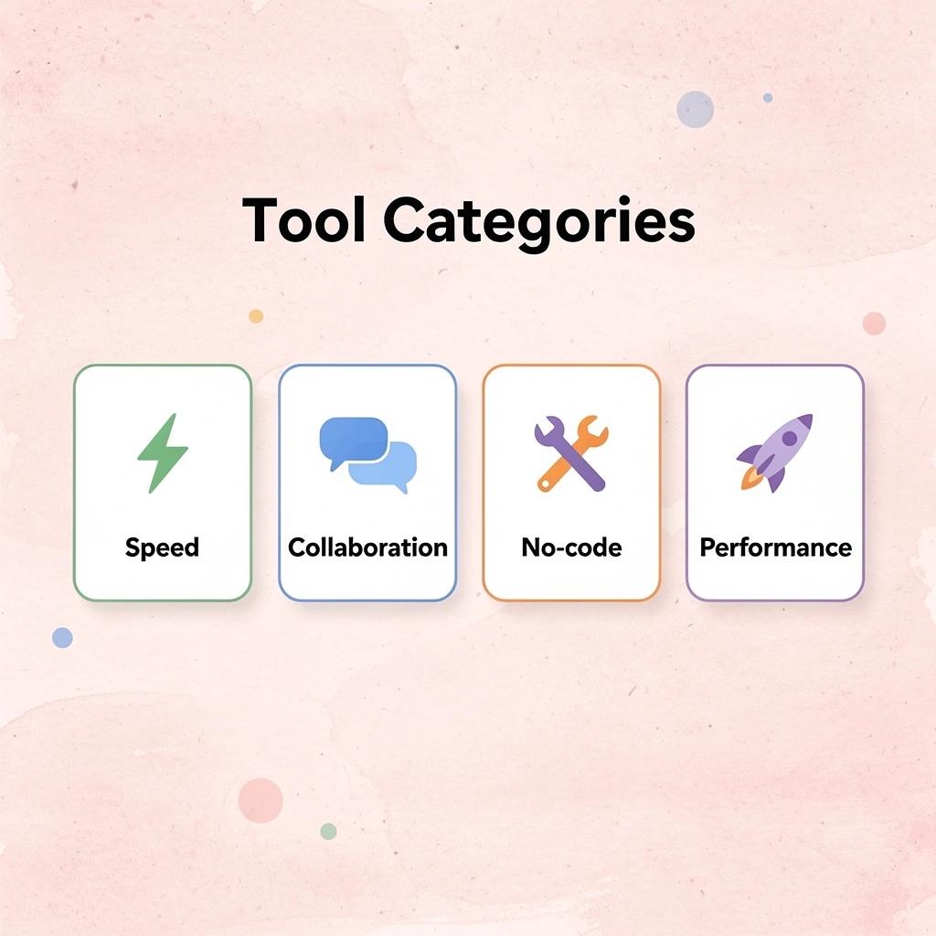 Infographic showing four main tool categories for VS Code alternatives