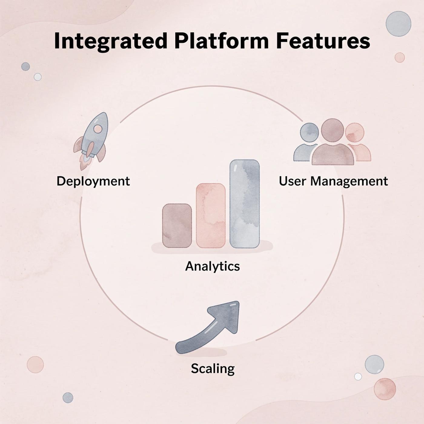 Hub and spoke diagram showing integrated platform features around central gear
