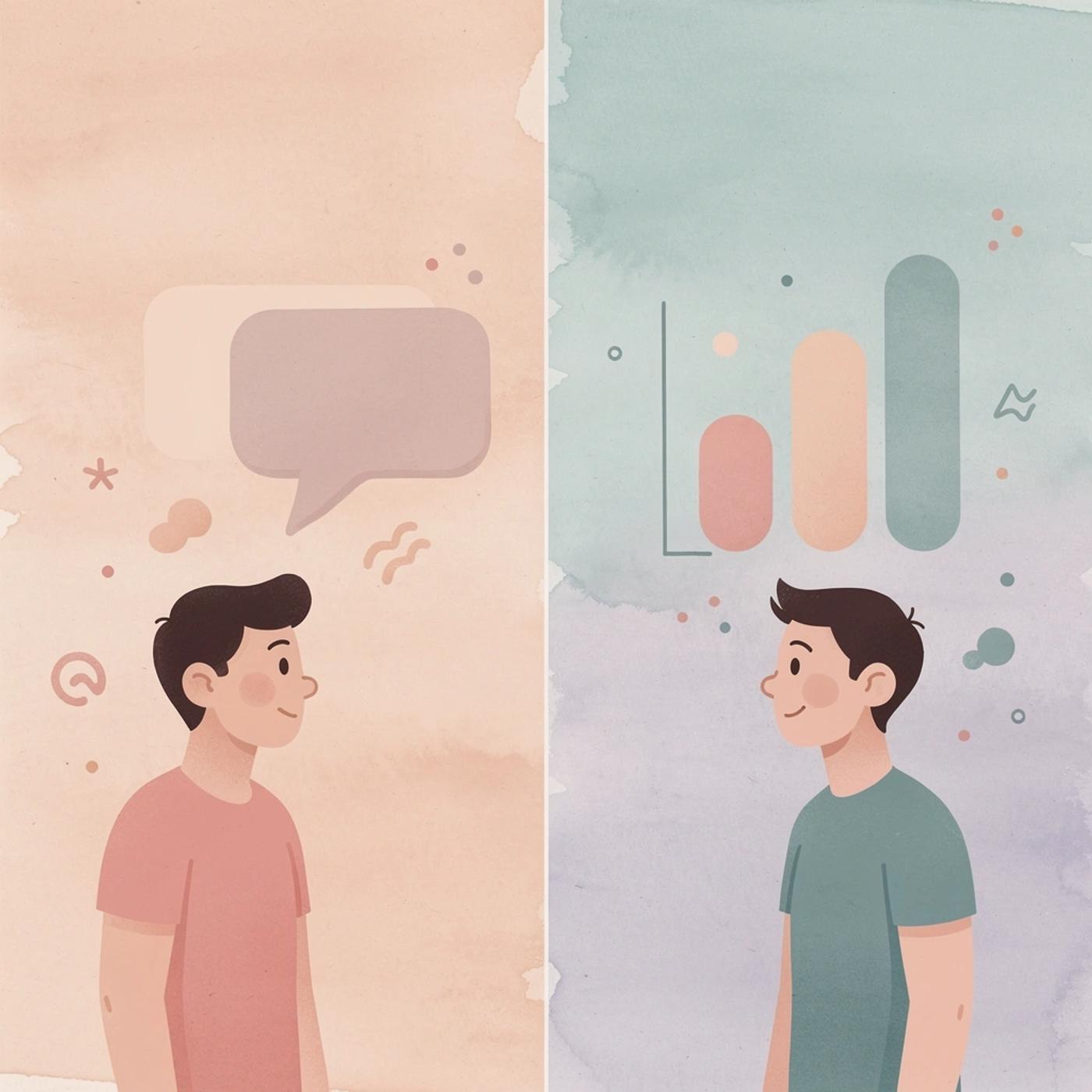 Split scene showing careful code review versus rapid prototyping