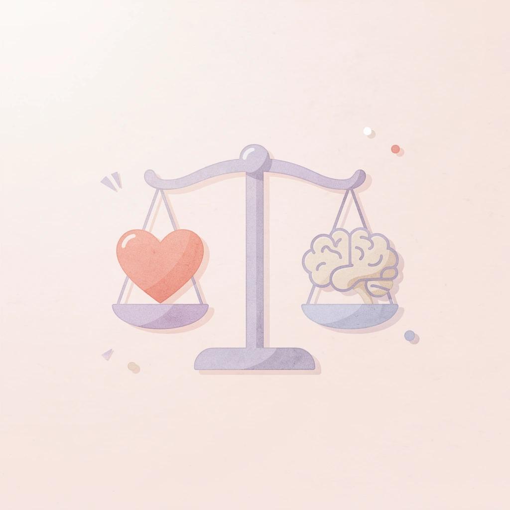 Balance scale comparing features versus business outcomes