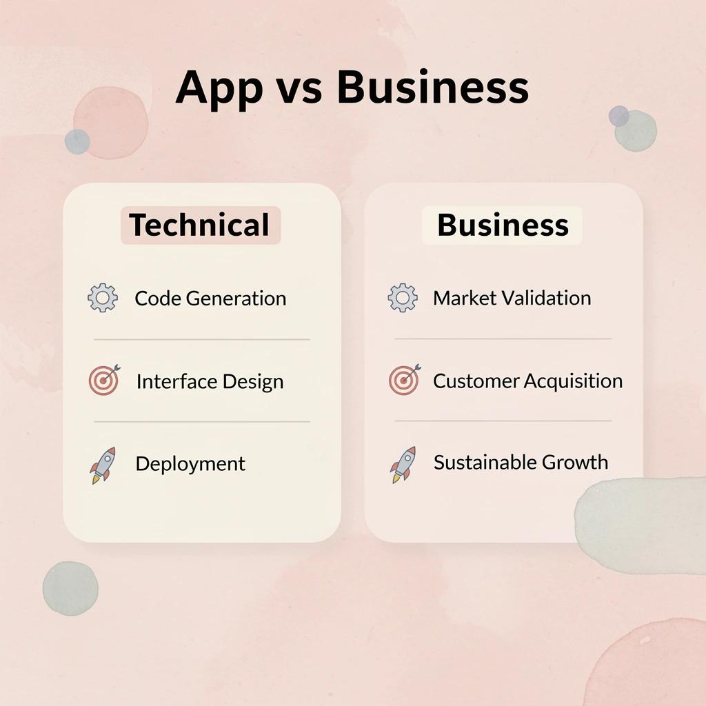 Comparison chart showing technical tasks versus business challenges