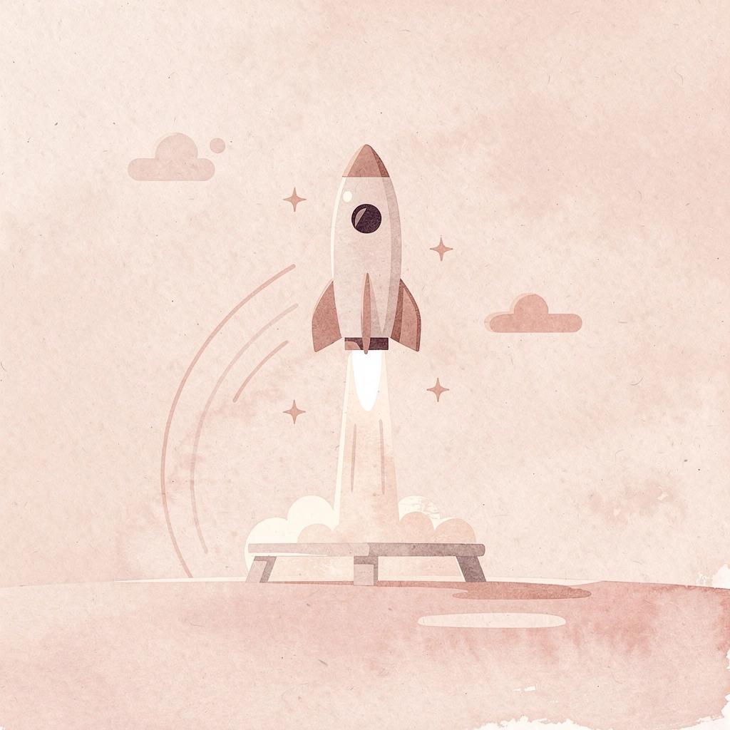 Product launching from platform representing the starting line