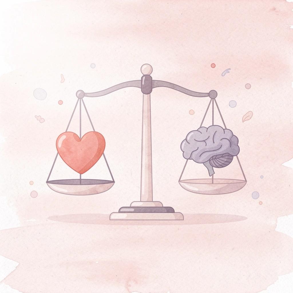 Balance scale comparing technical skills with business skills