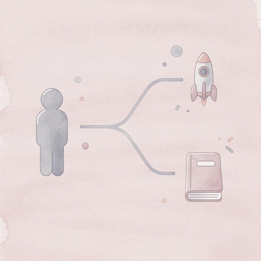 Icon showing a platform choice splitting into a growth path or a blocked ceiling