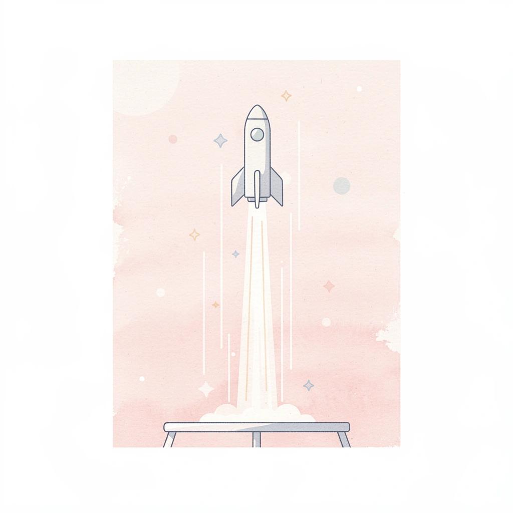 Rocket launching upward representing rapid growth and speed