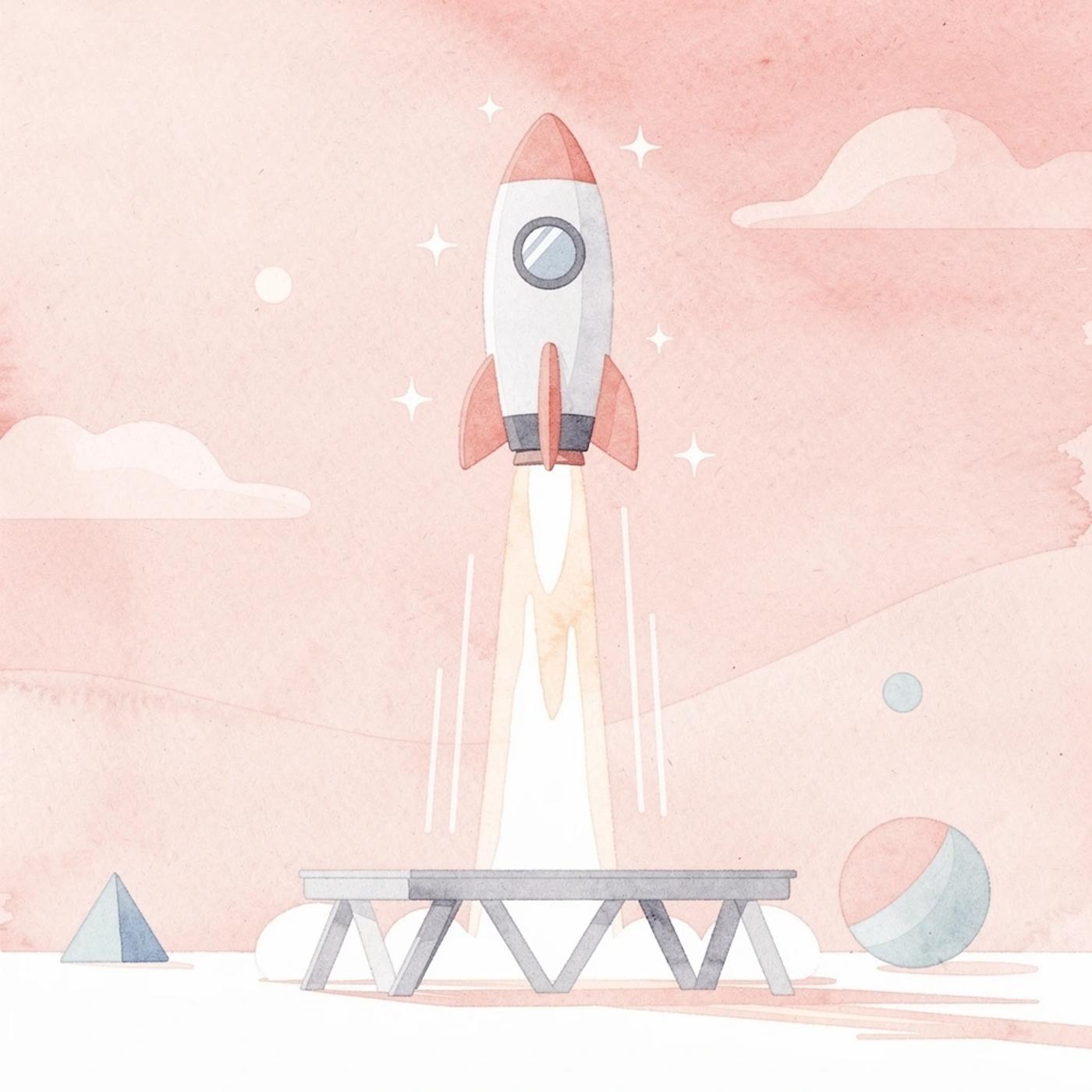 Launch scene representing turning a business idea into a real product