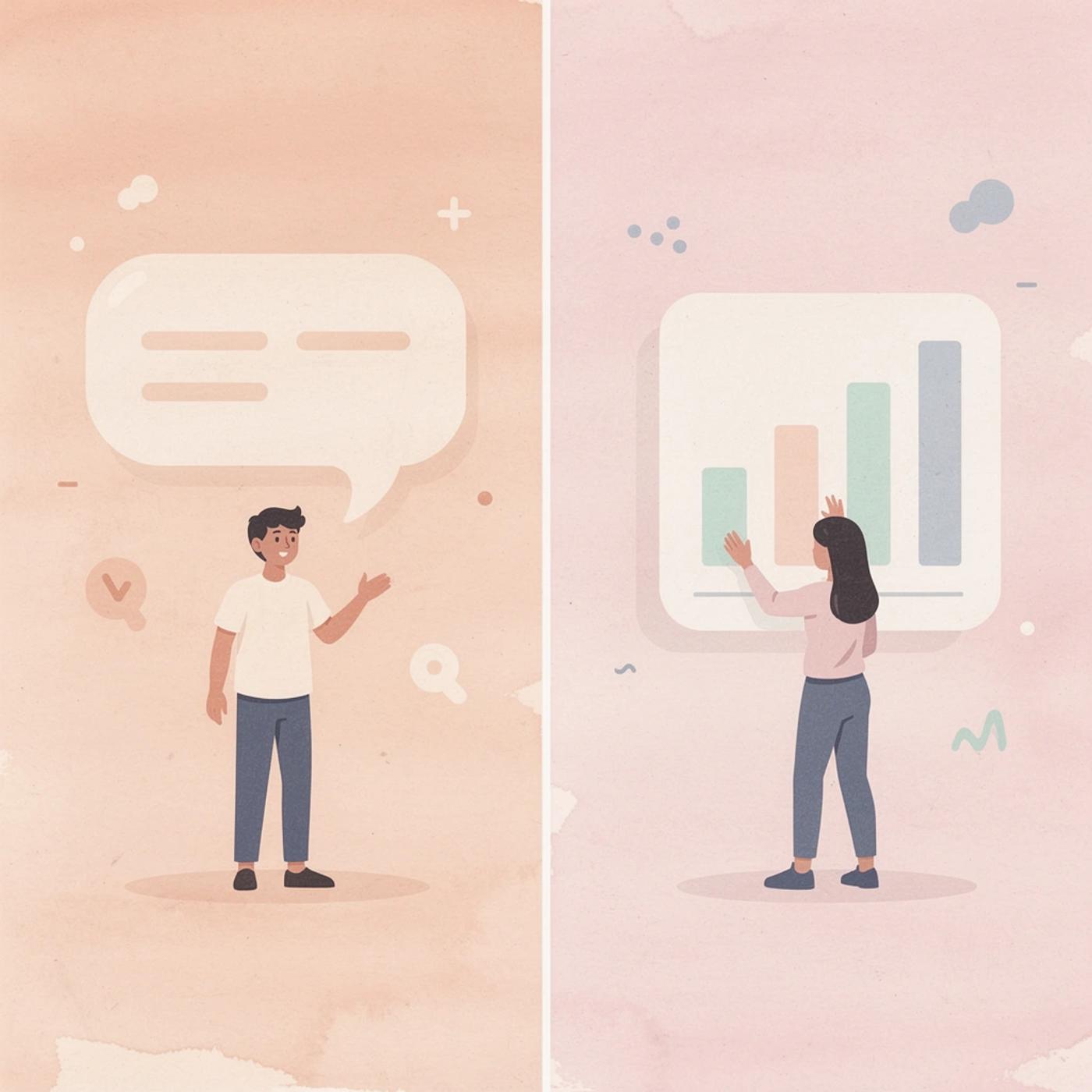 Split scene showing technical versus non-technical approaches to app building