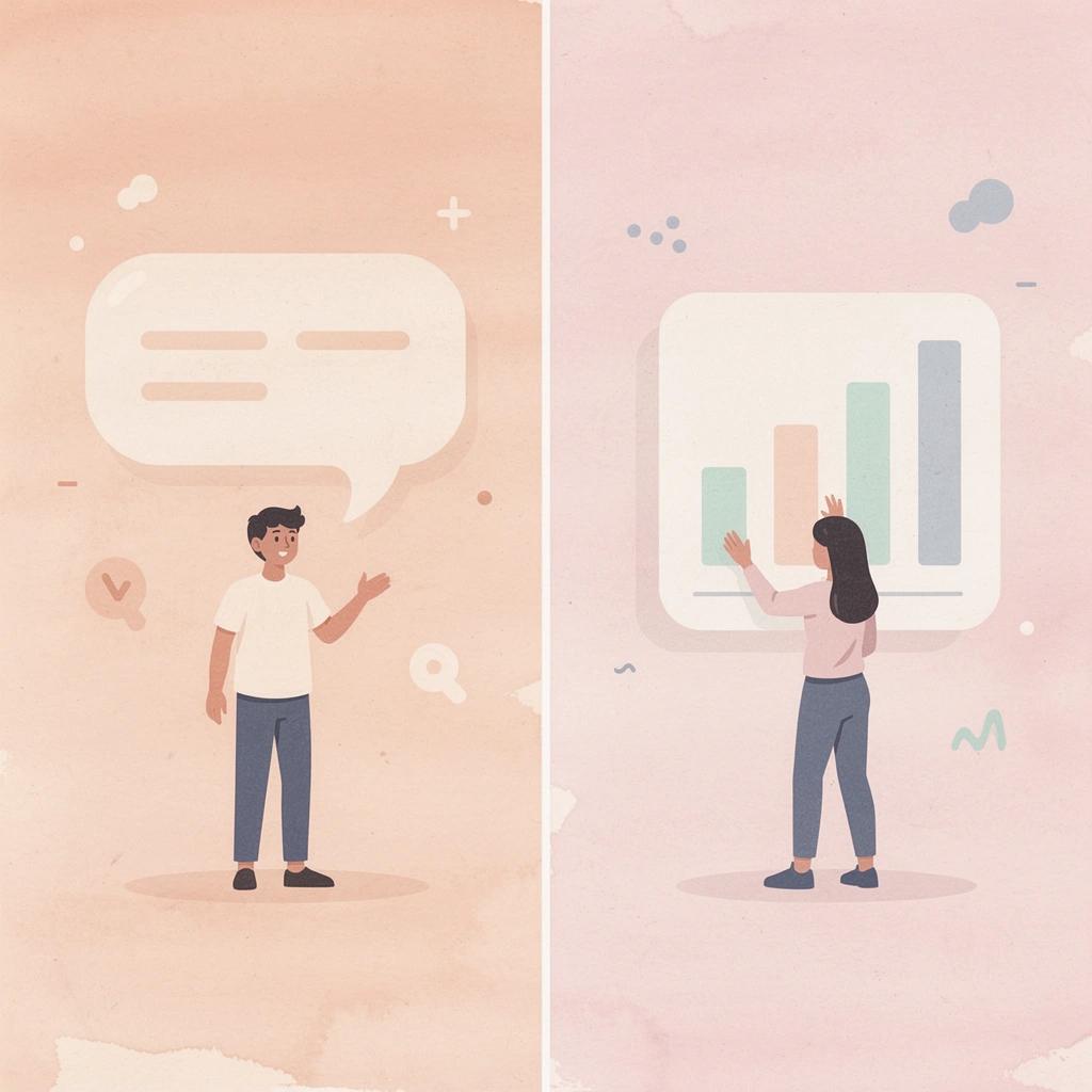 Split scene showing technical versus non-technical approaches to app building
