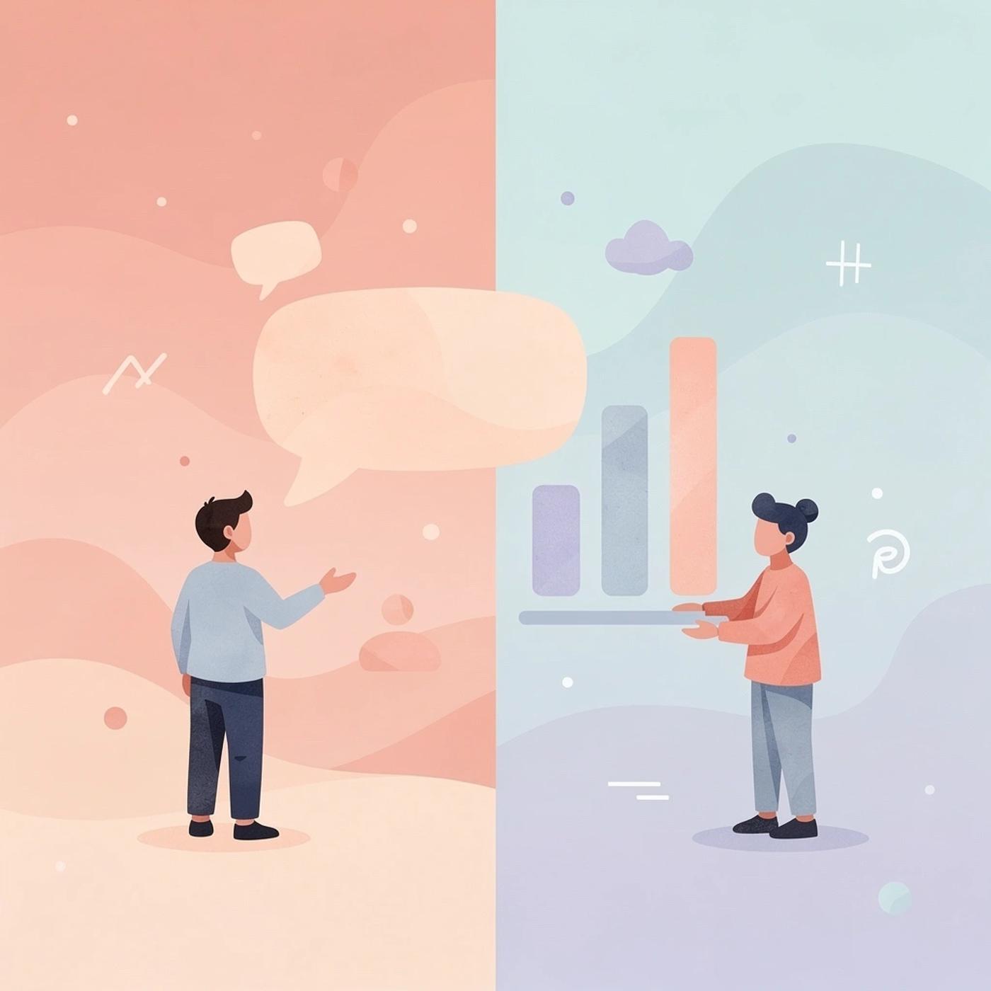 Split scene showing traditional coding approach versus comprehensive business execution