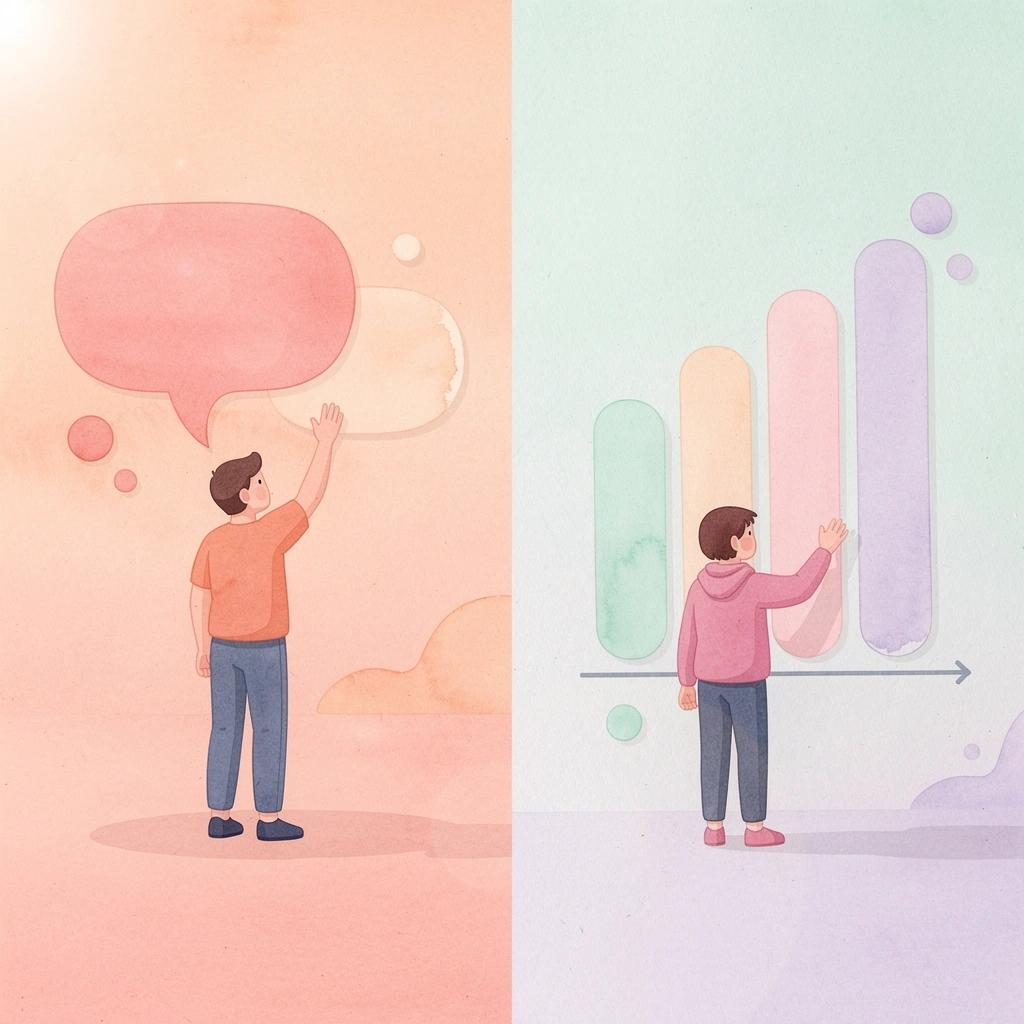 Split scene illustration contrasting app building versus user adoption challenges