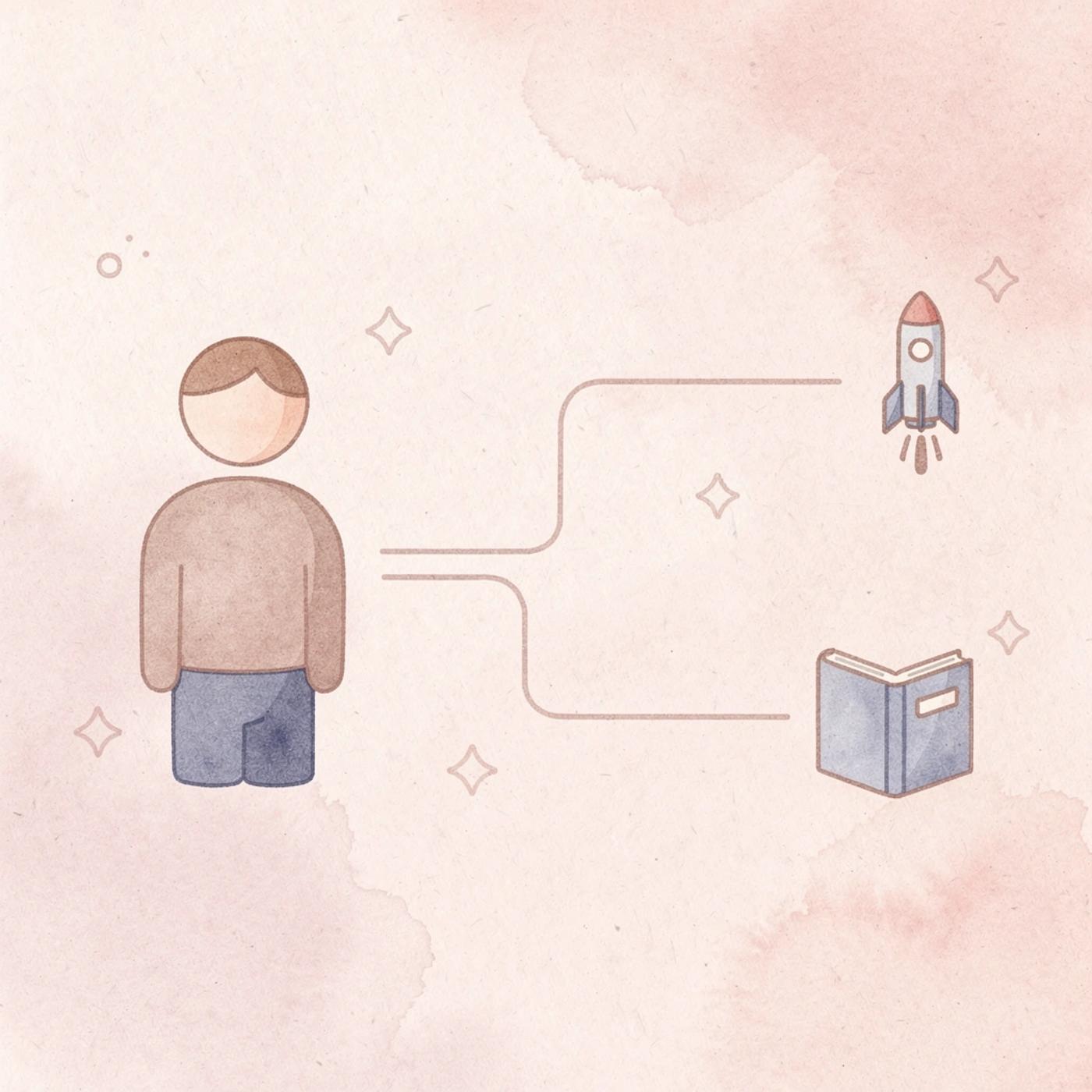 Code icon splitting into two paths representing speed versus direction