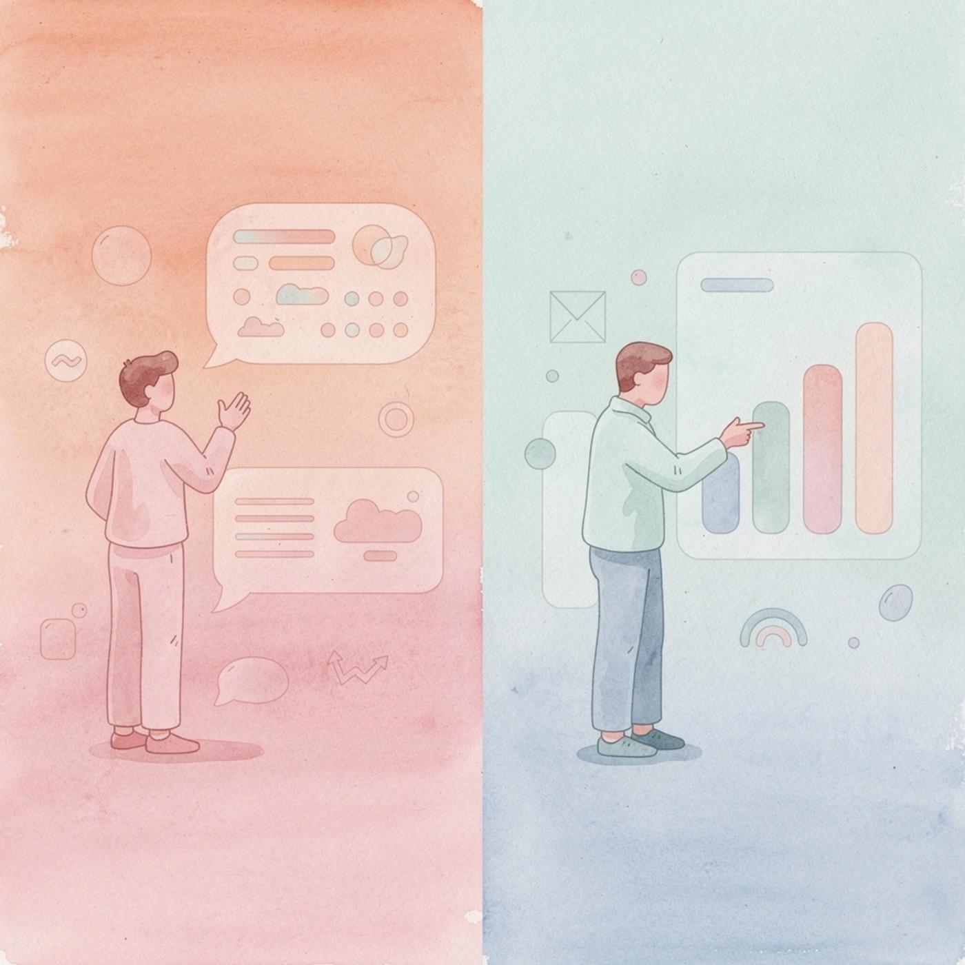 Split scene showing manual struggle versus automated system