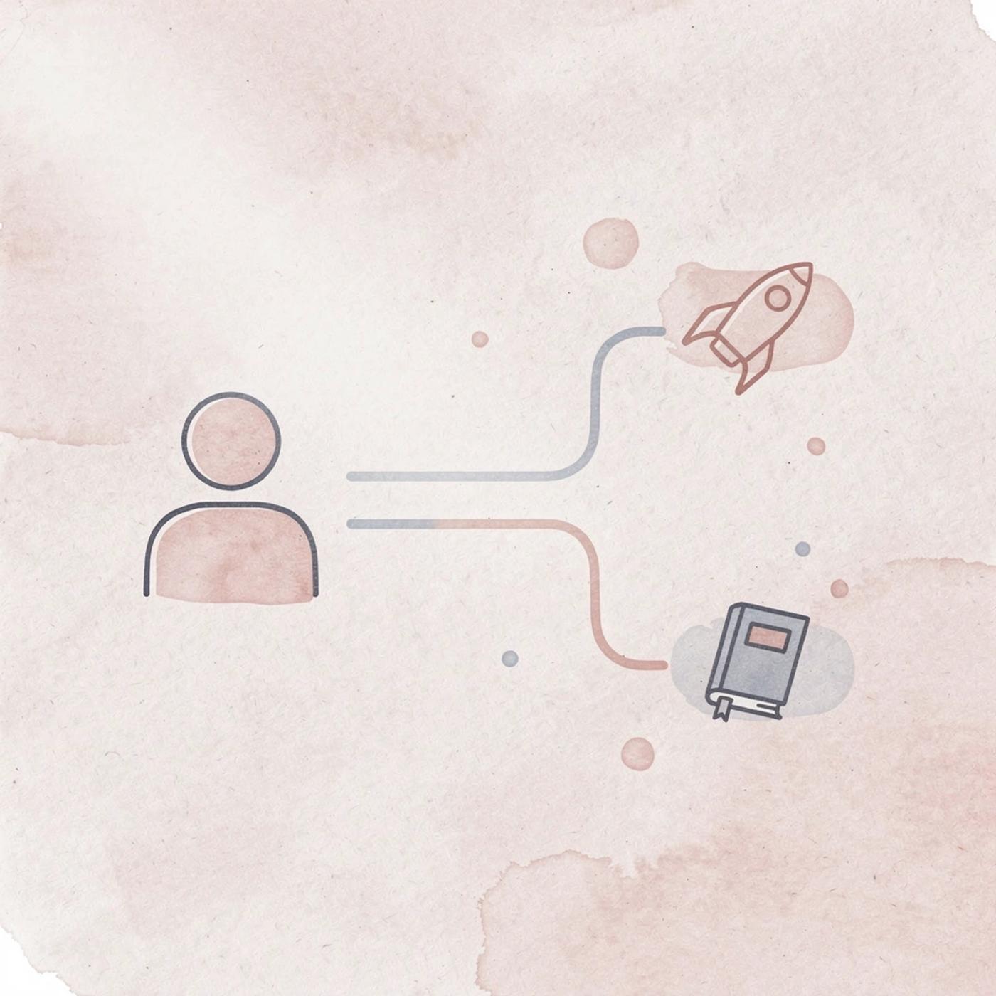 Wrench icon splitting into two paths representing tool choice versus execution focus