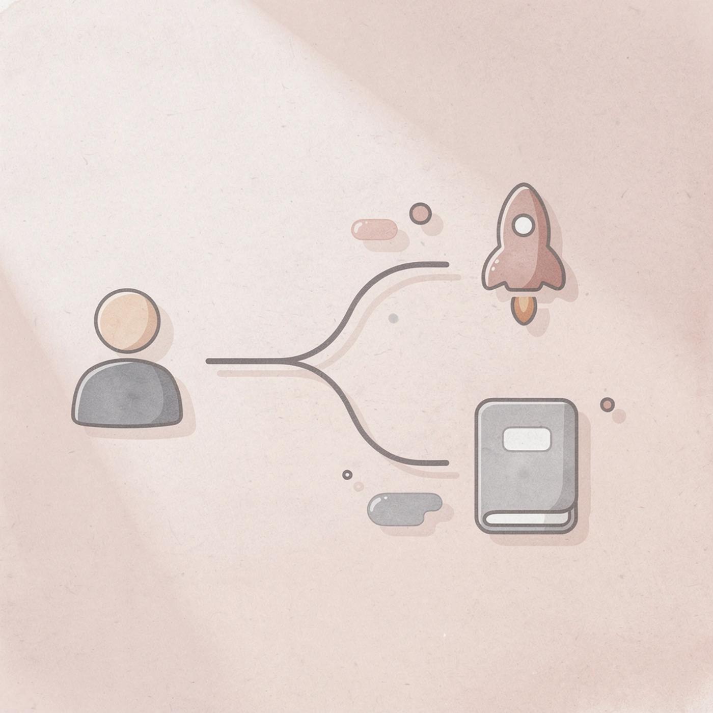 Code icon splitting into two paths representing the gap between code generation and business needs