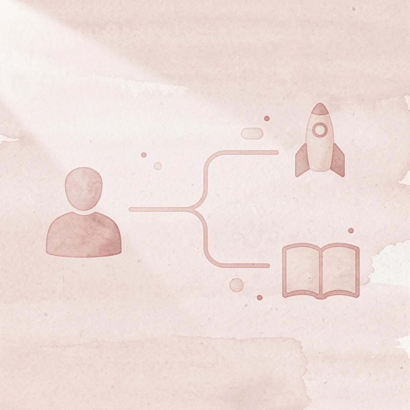 Code icon splitting into two paths representing technical execution versus business success