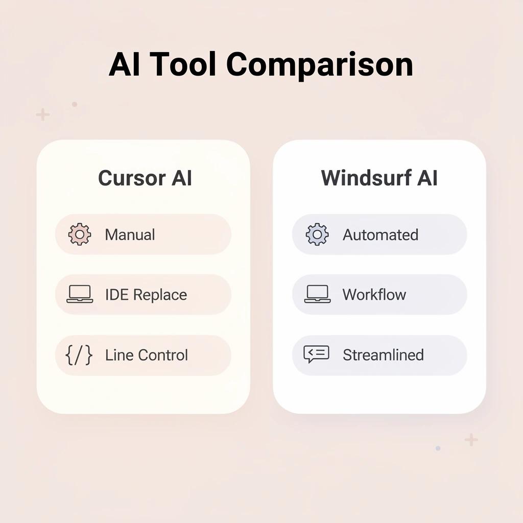 Comparison table between Cursor AI and Windsurf AI features