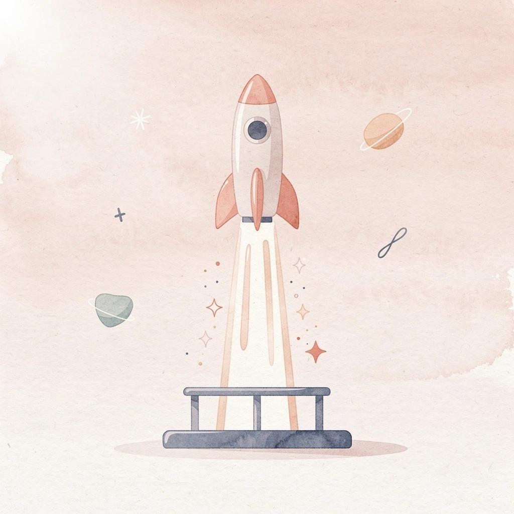 Launch scene representing moving from idea to evidence