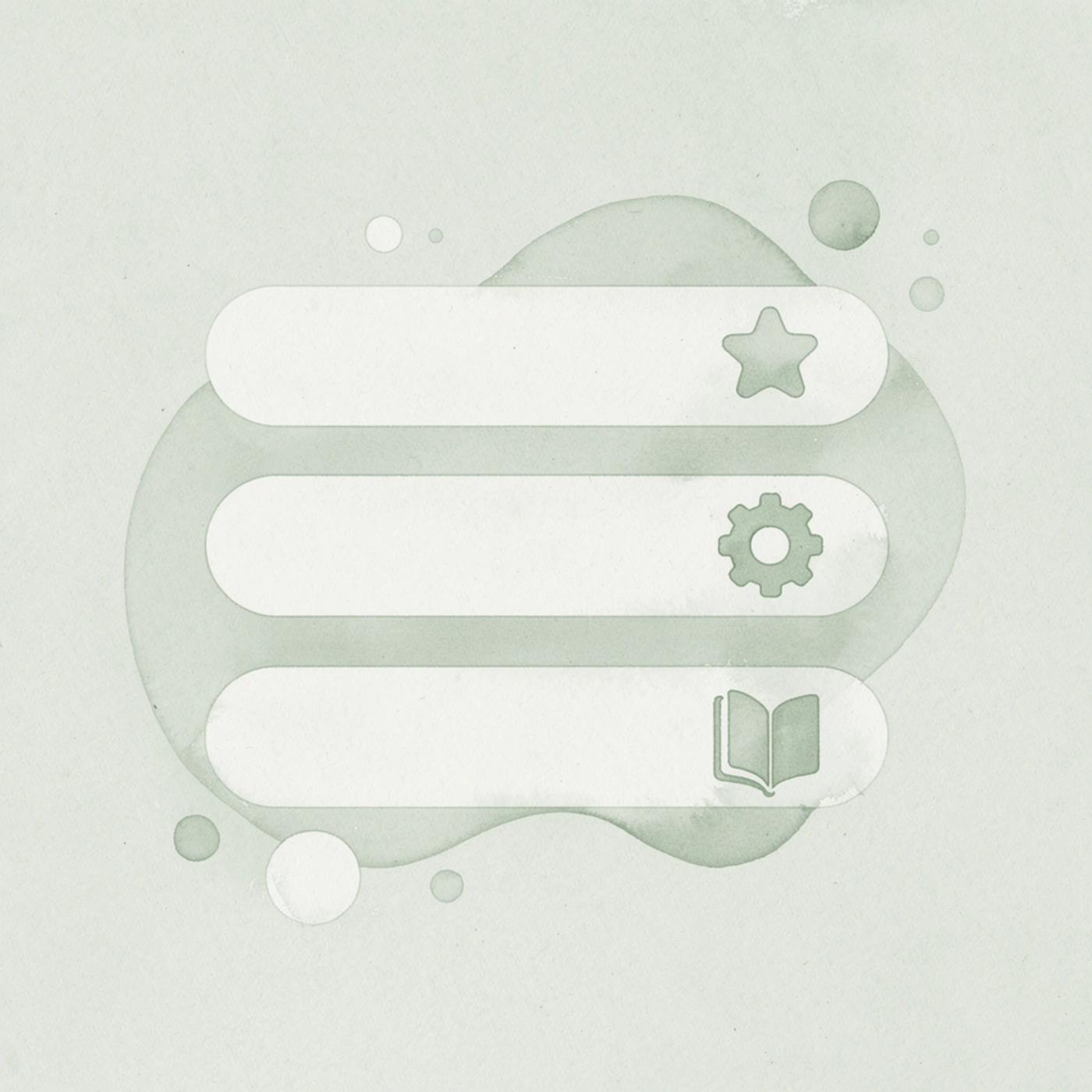 Icon layers showing frontend, API layer, and data layer stacked