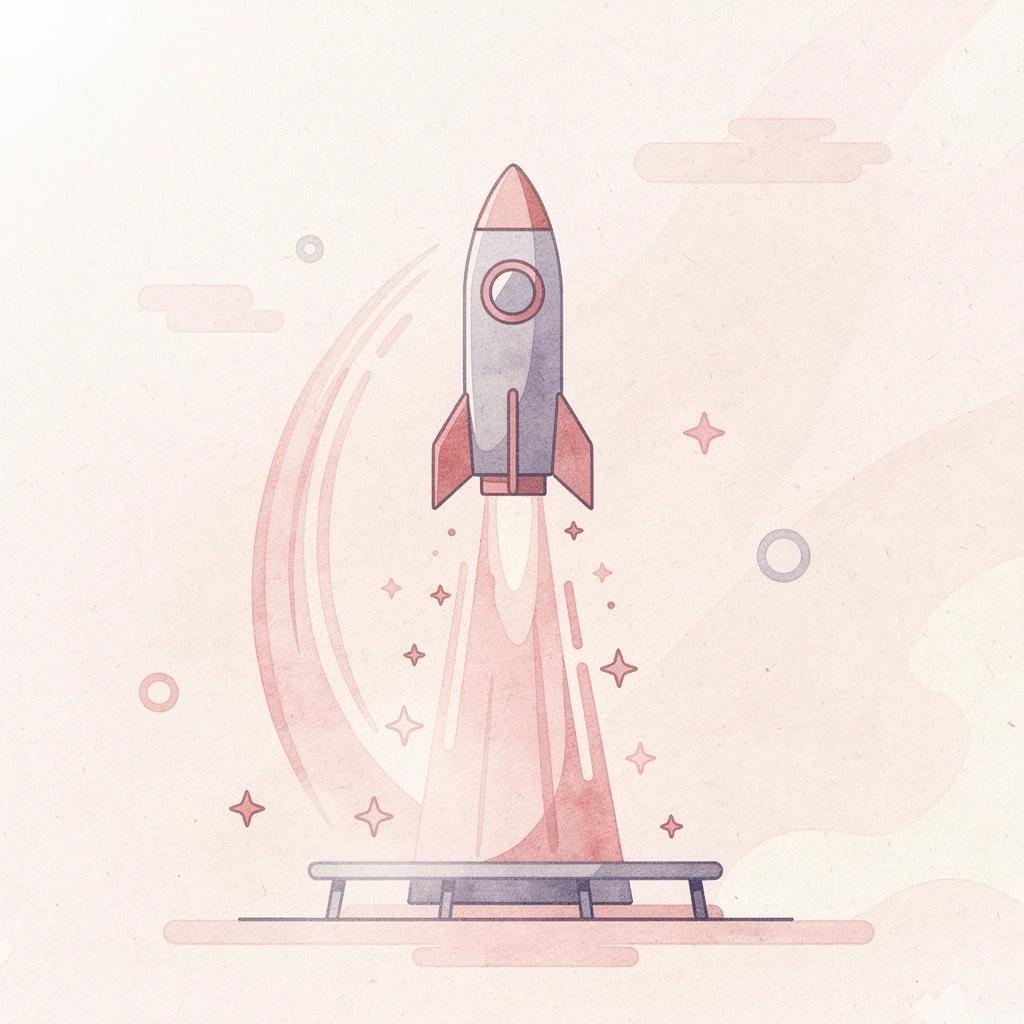 Rocket launching upward representing business launch and growth