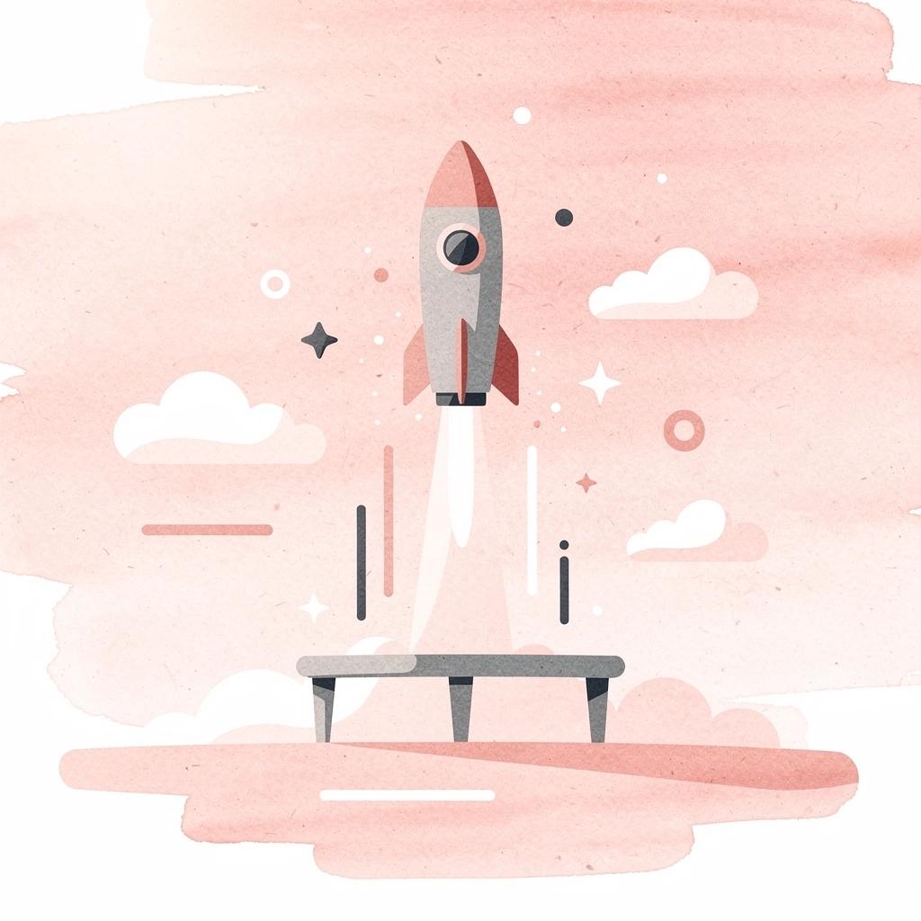 Rocket launching from platform representing MVP launch as first step