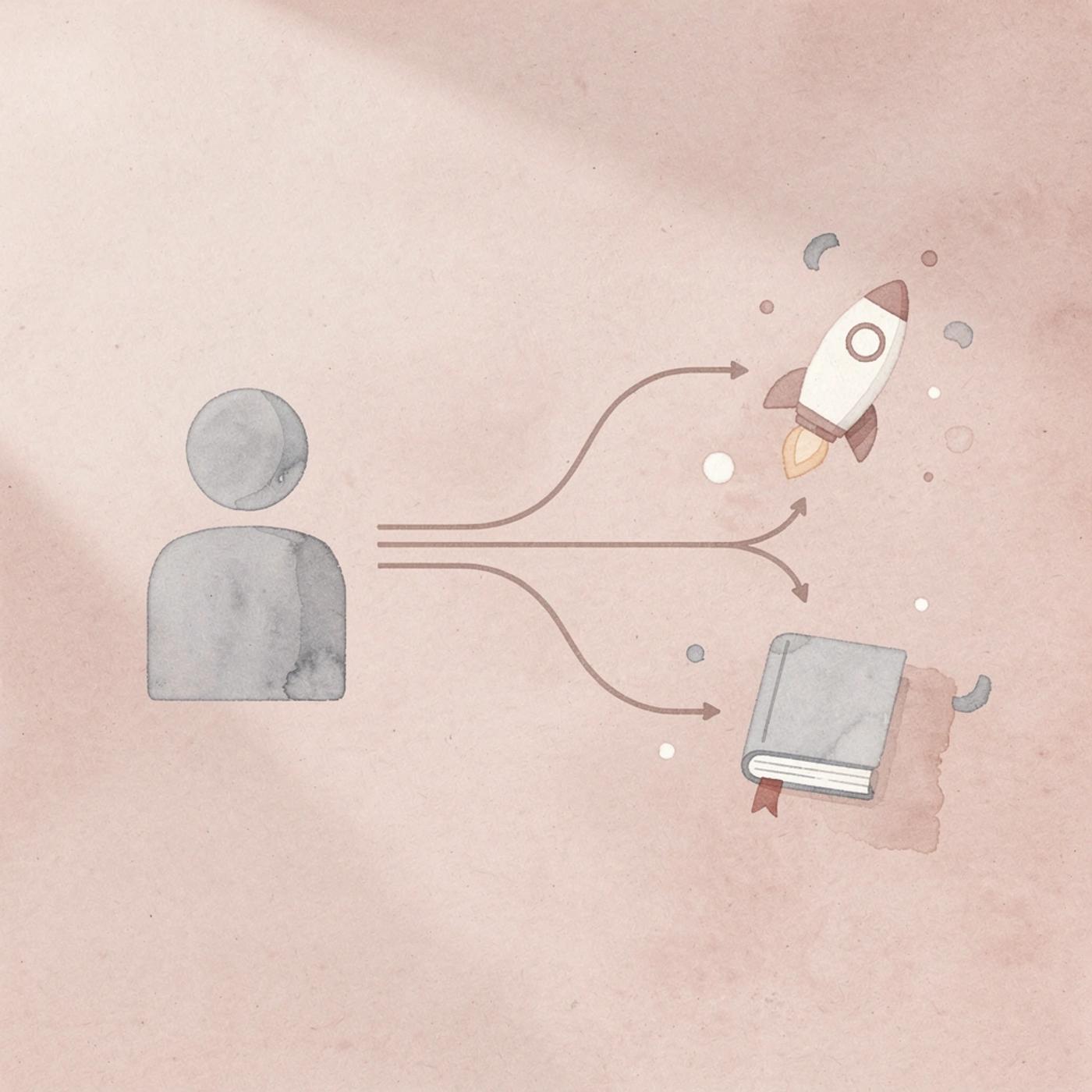 Business briefcase splitting into multiple paths representing operational challenges
