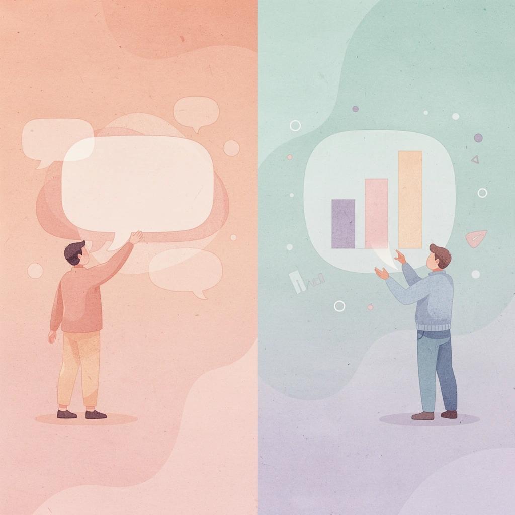Split scene showing short-term app building versus long-term business success
