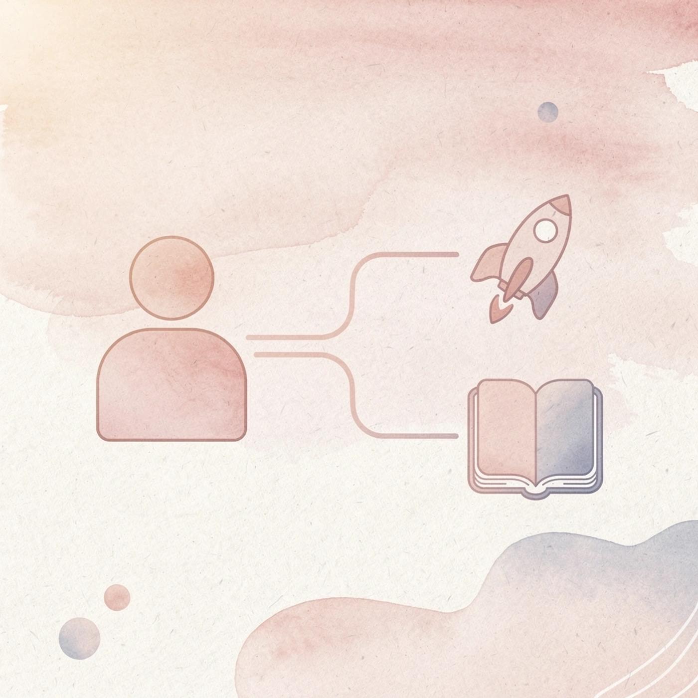 Code icon splitting into business and technical paths