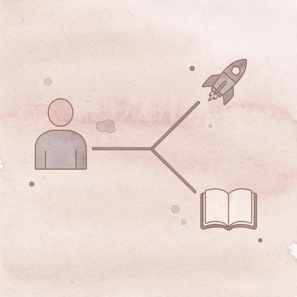 Icon showing platform splitting into two alternative paths