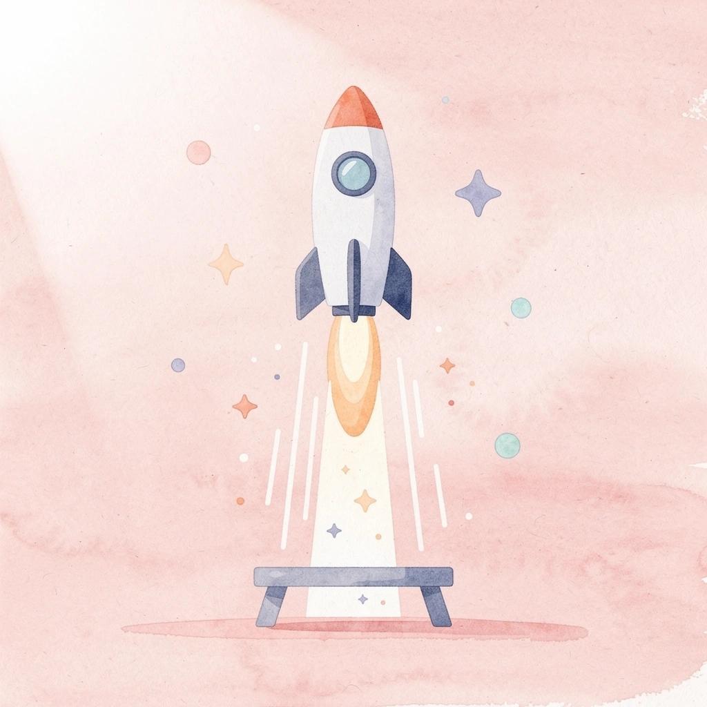 Rocket launch scene representing speed to market and quick product launches