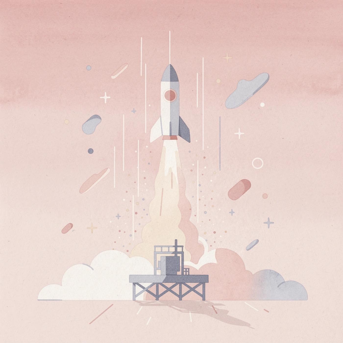 Rocket launching upward representing starting a business now