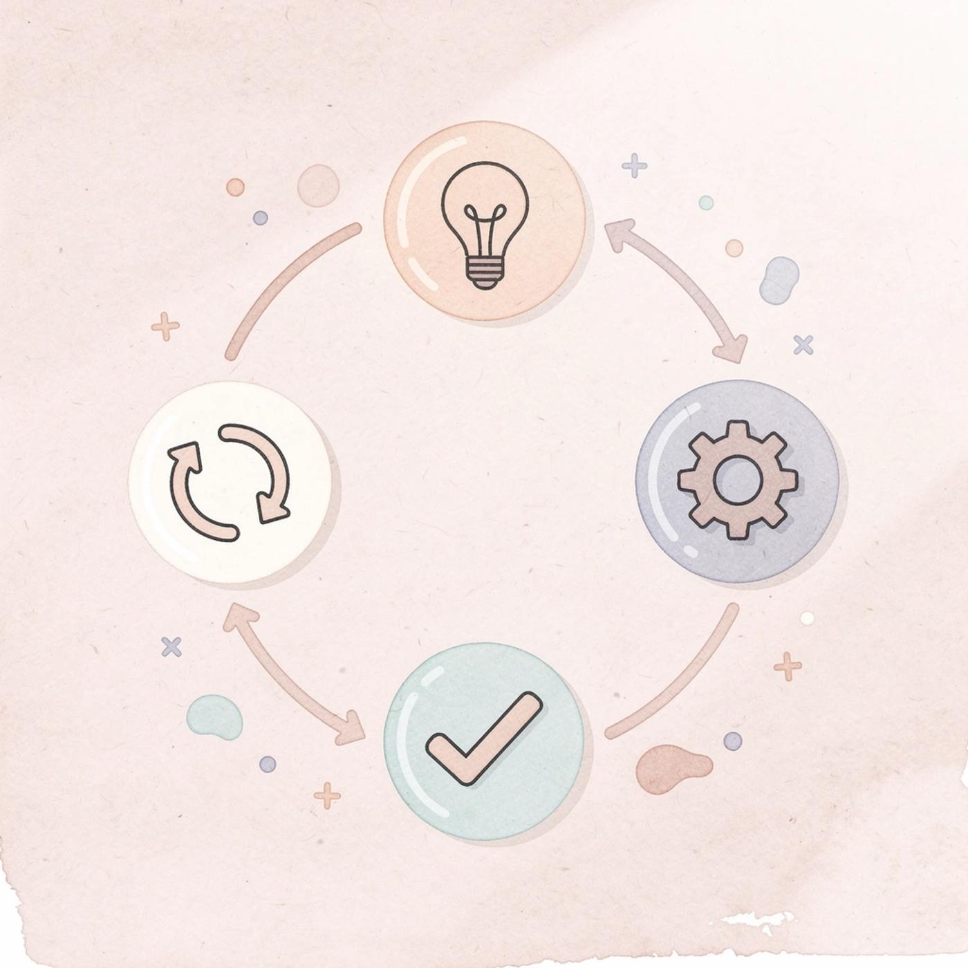 Circular process showing complete business lifecycle from idea to growth