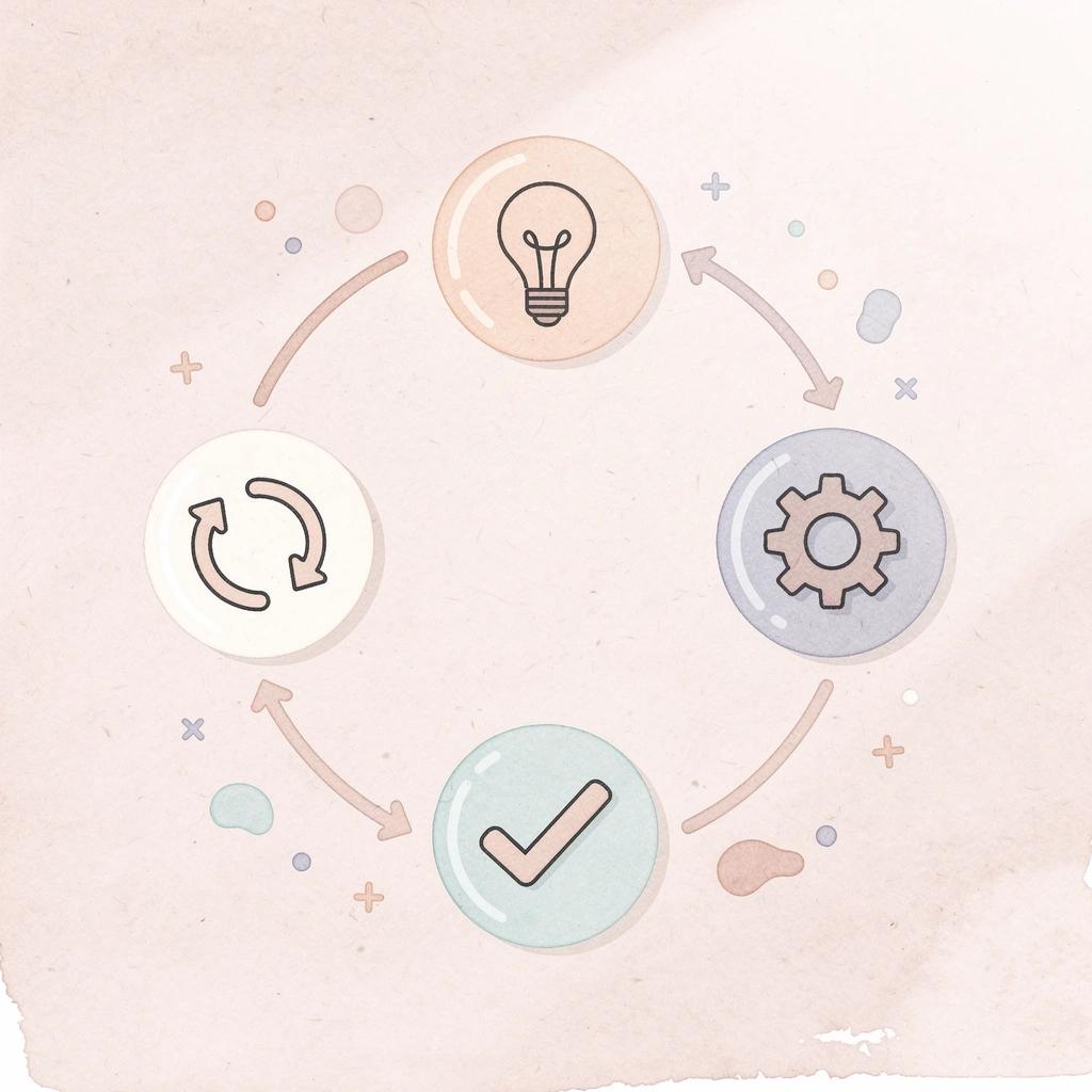 Circular process showing complete business lifecycle from idea to growth