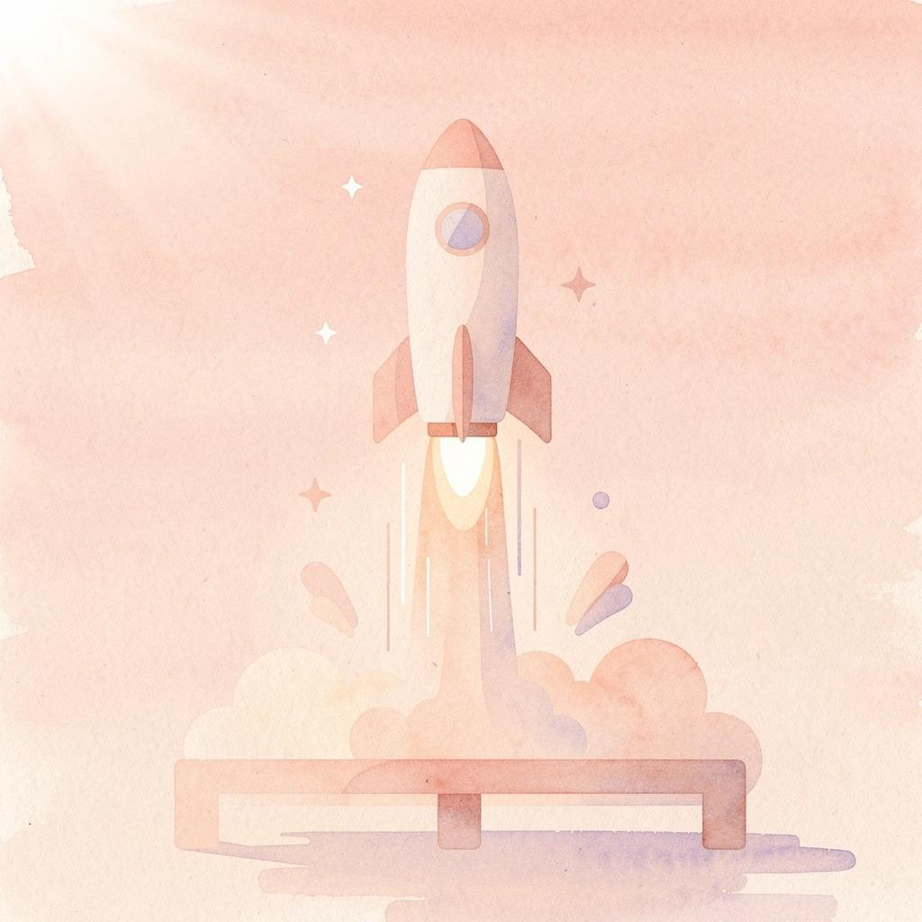 Rocket launch scene representing business launch and rapid growth