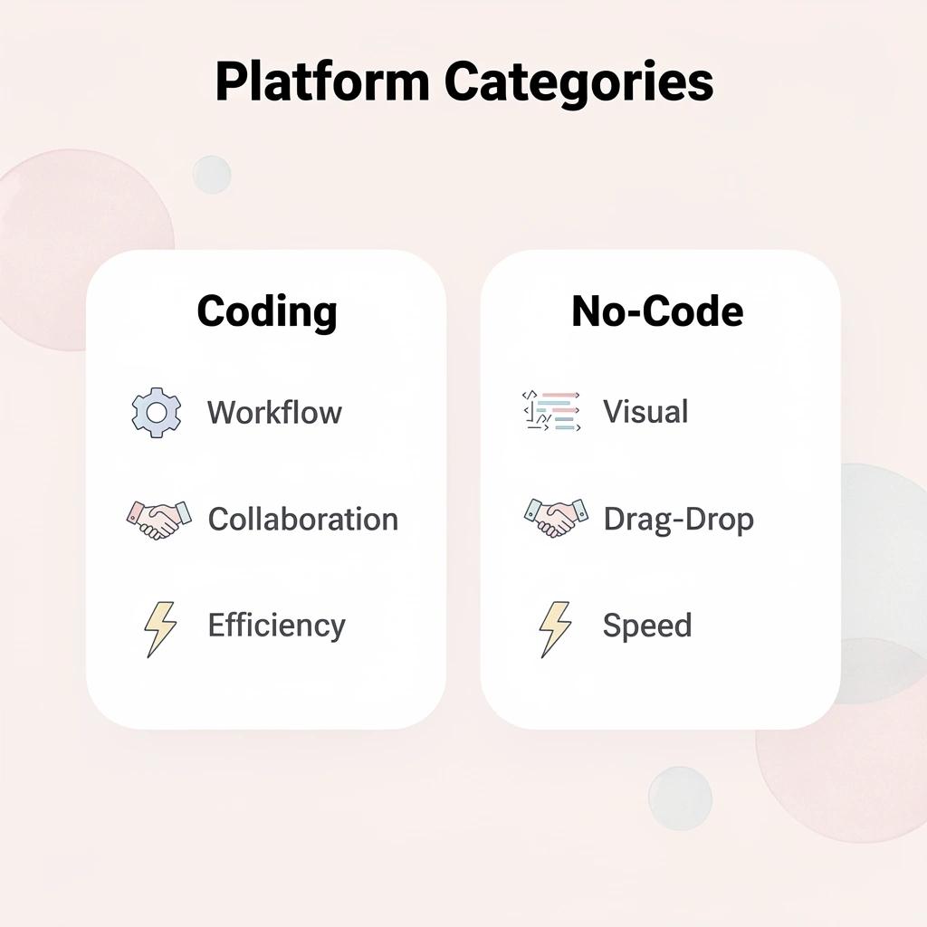 Comparison table showing coding vs no-code platform features
