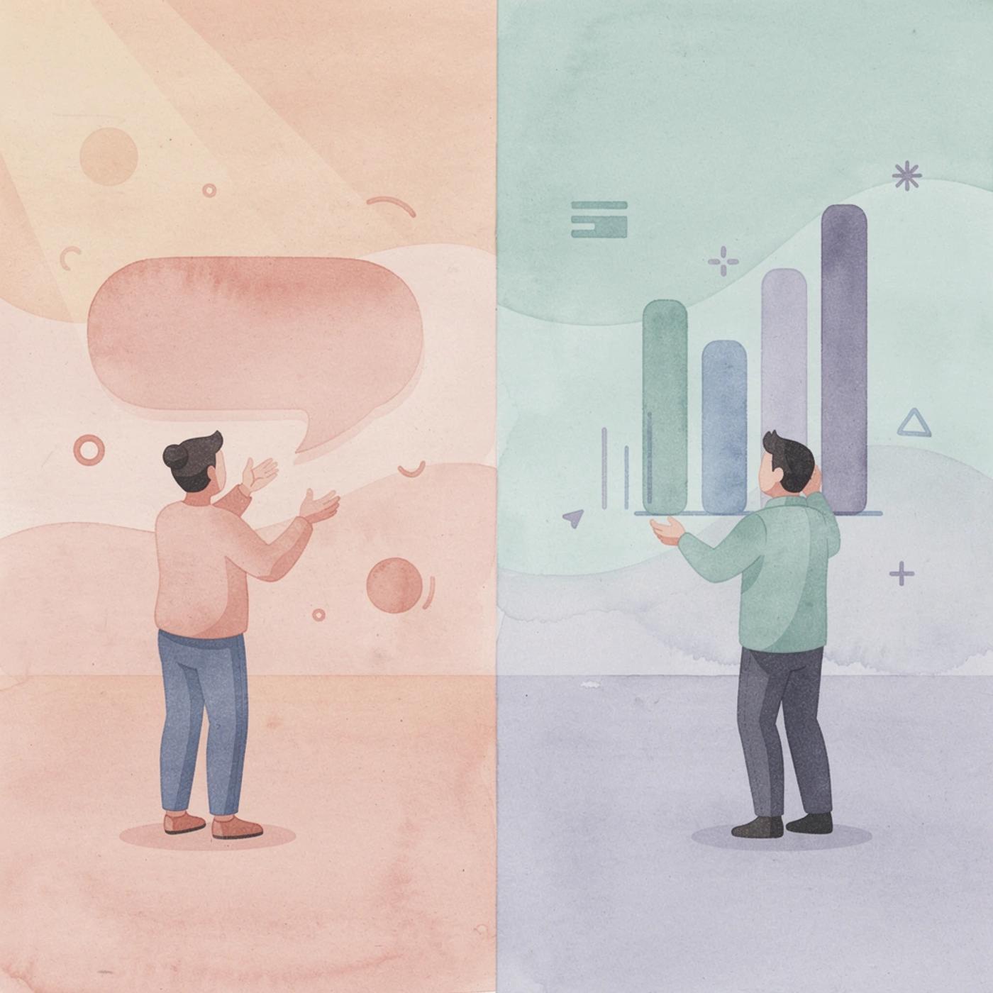 Split scene showing developer coding versus business operations