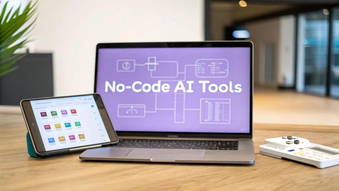 Laptop on Table - No Code AI Tools