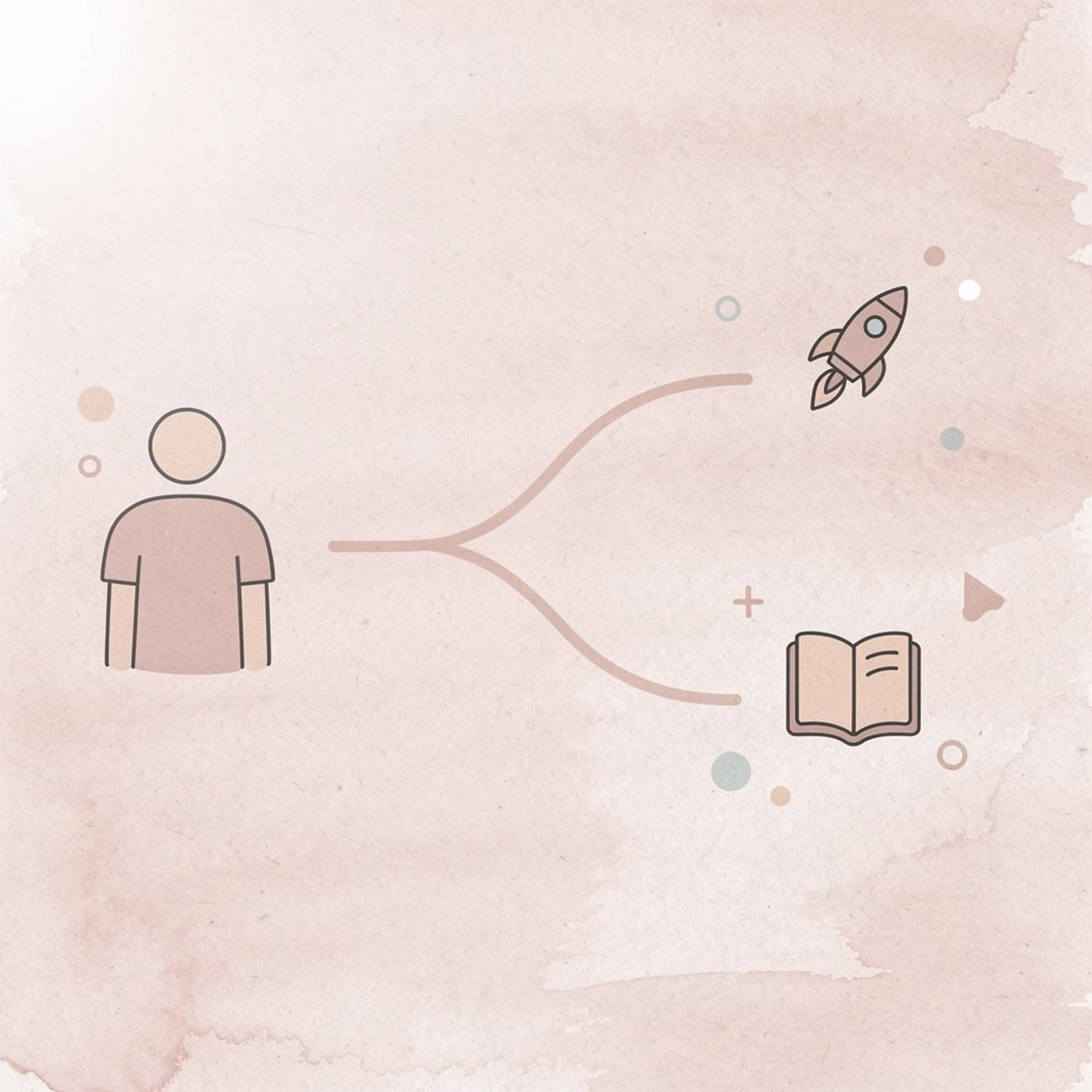 Robot icon splitting into multiple paths representing AI alternatives