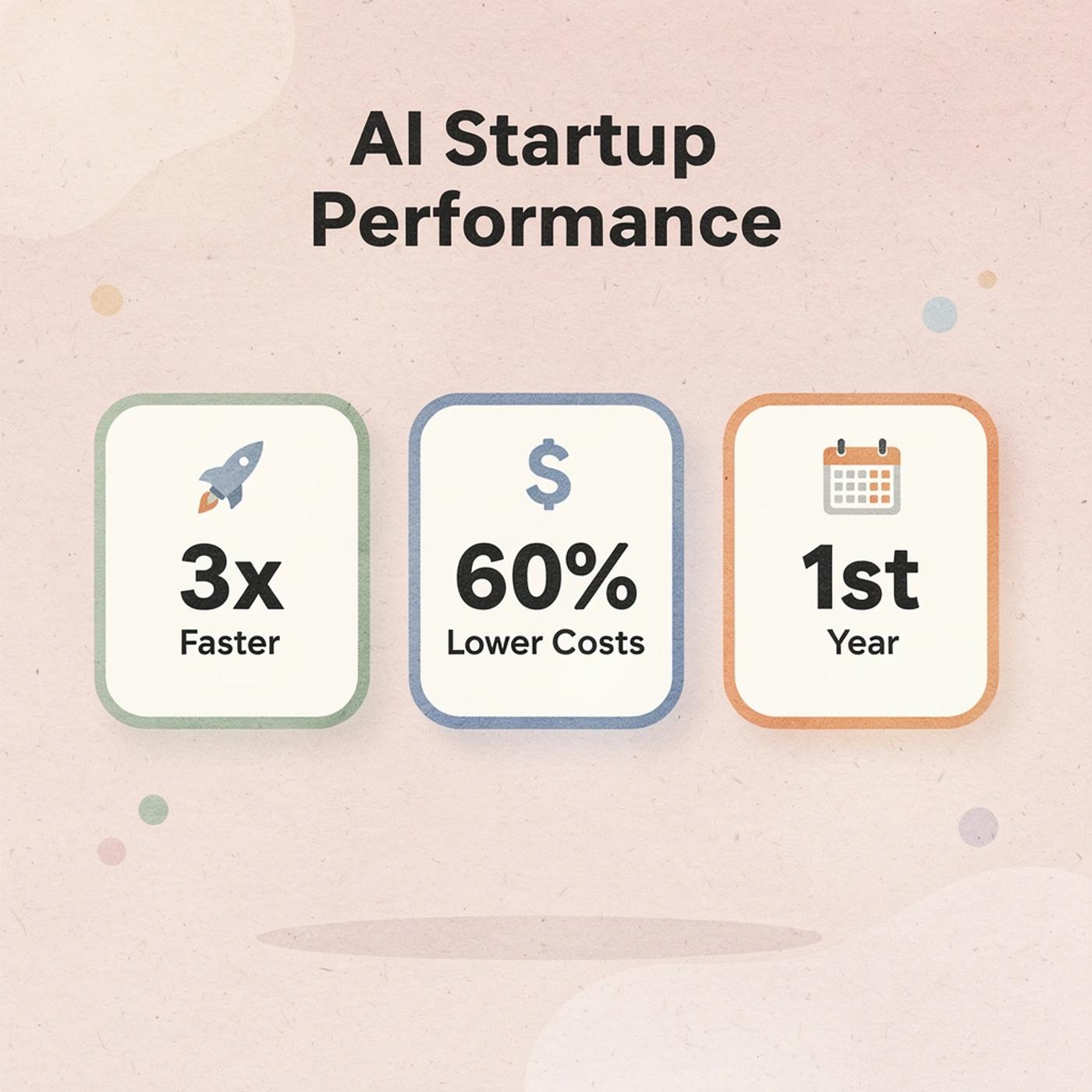 Statistics showing AI startup performance metrics