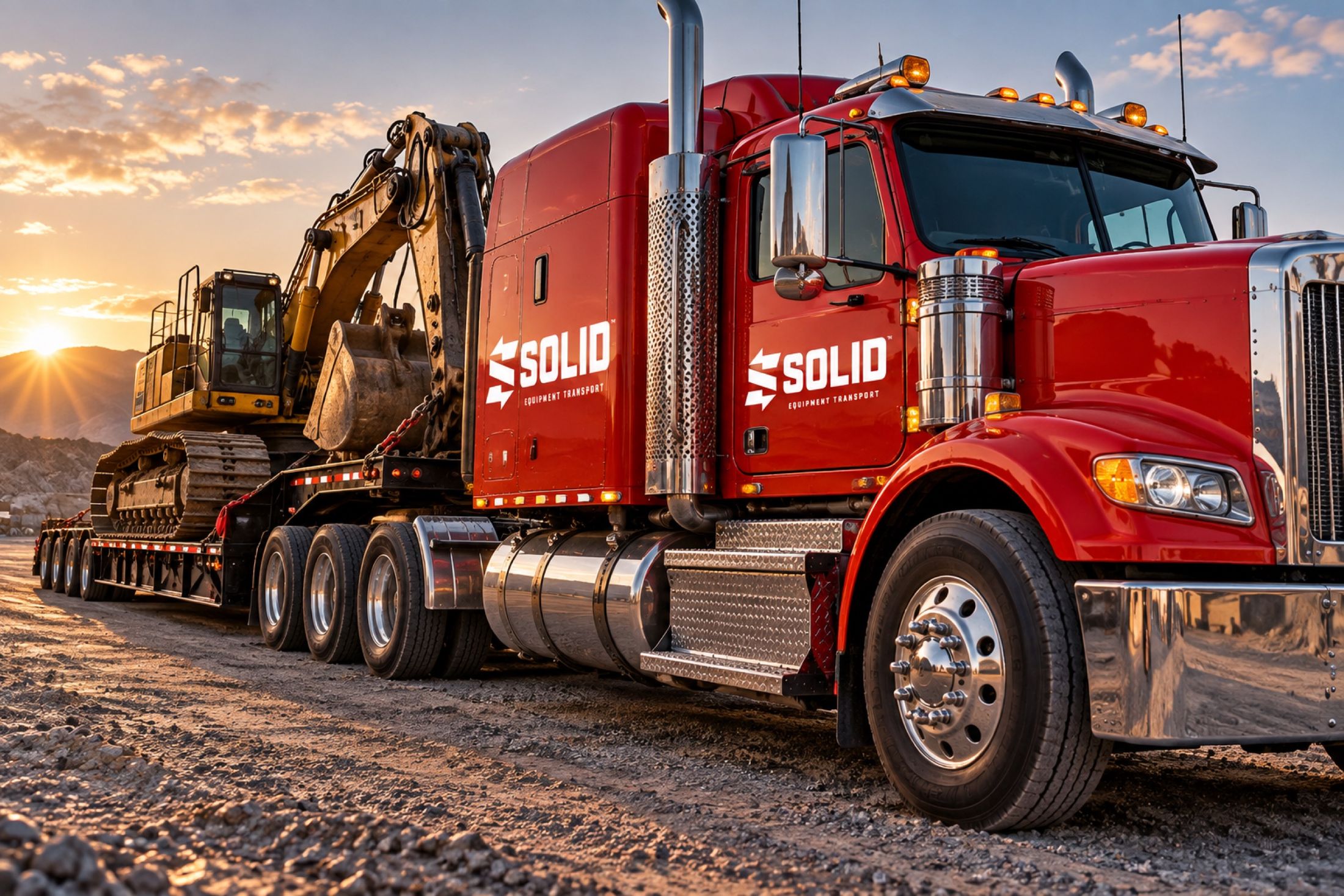 Solid Equipment Transport: lowboy transport
