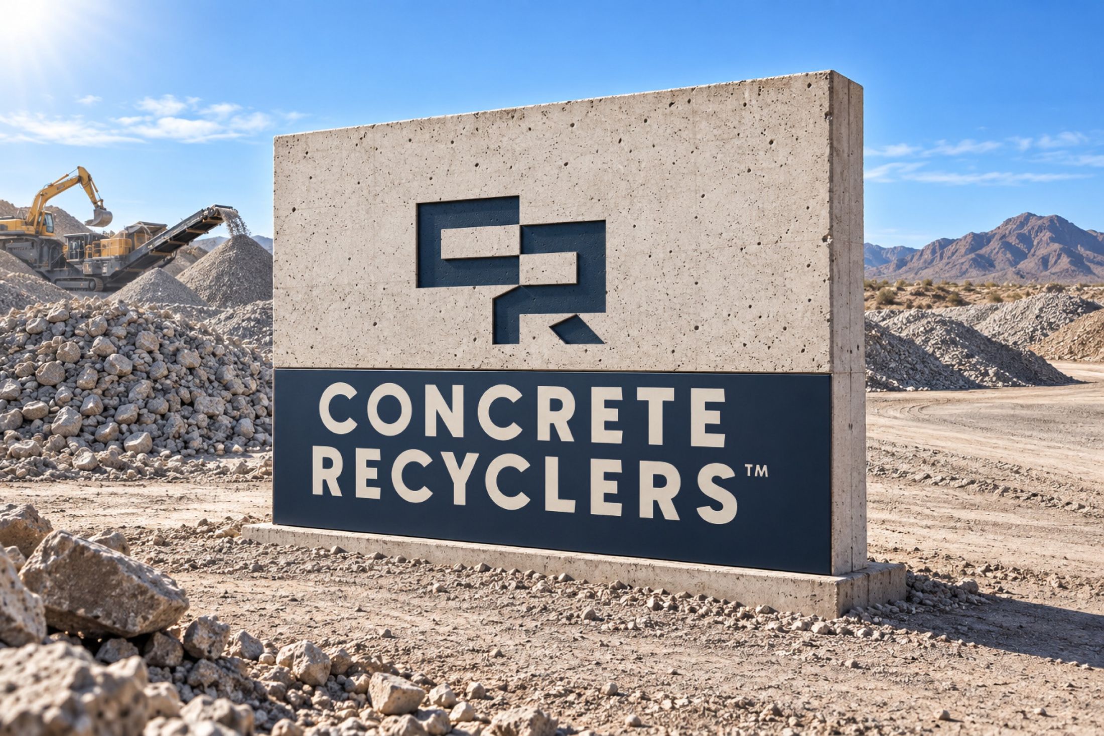 Concrete Recyclers: yard entrance sign