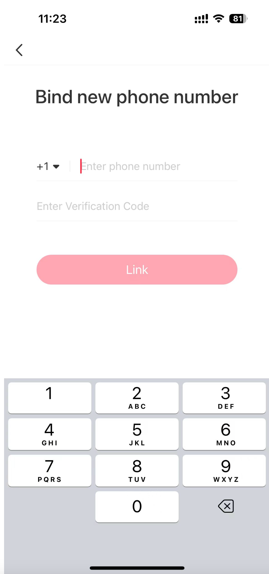Bind new phone number page