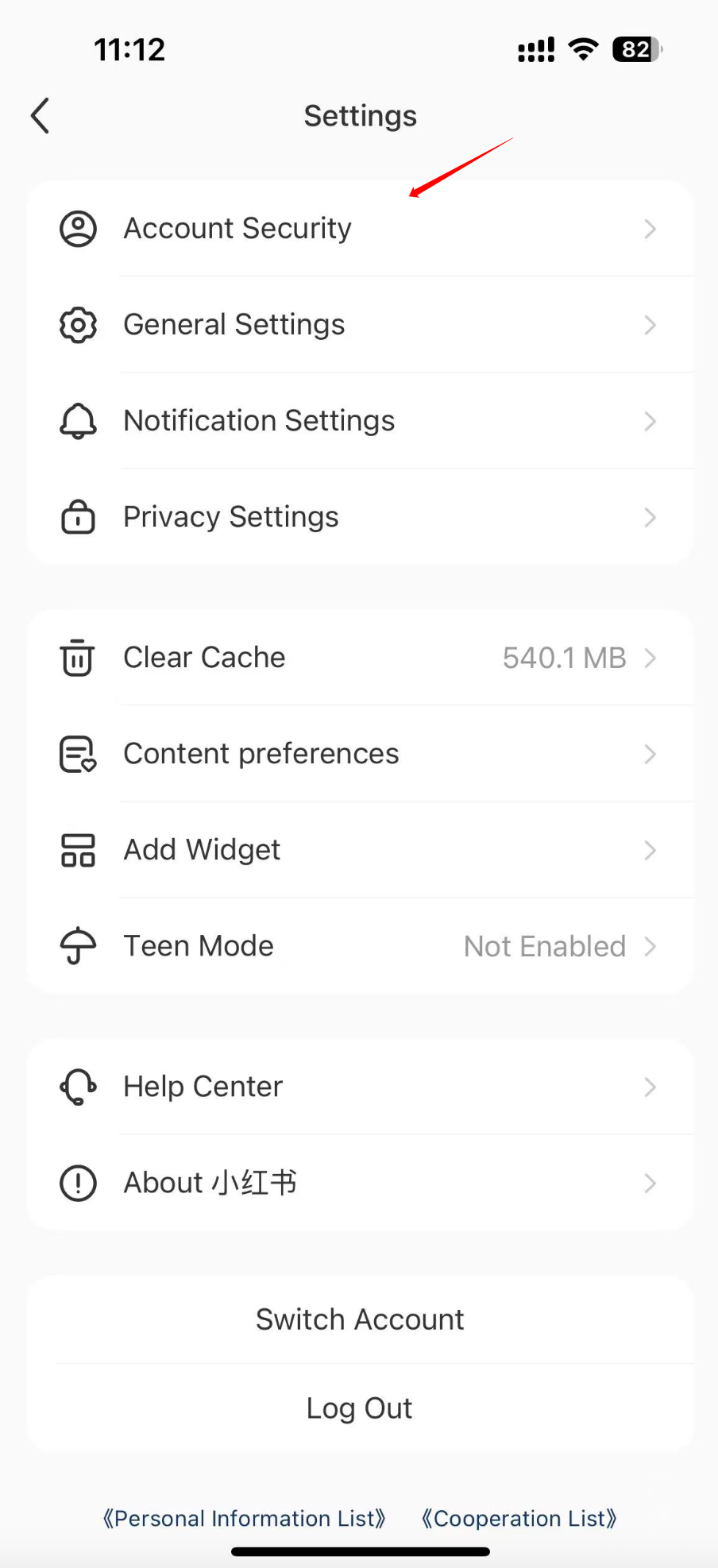 Setting page